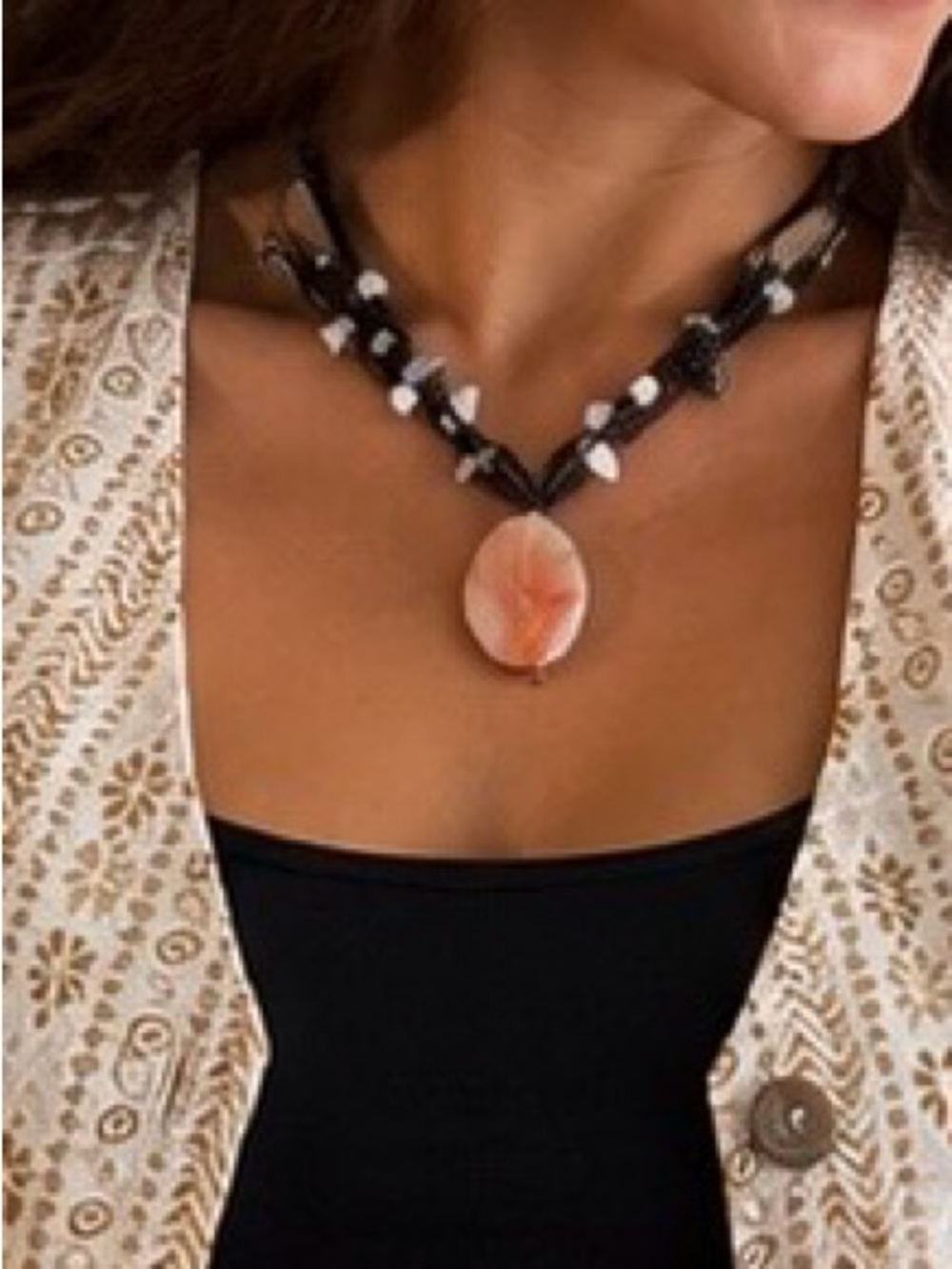 Labradorite and Agate Stone mixed necklace and matching earrings